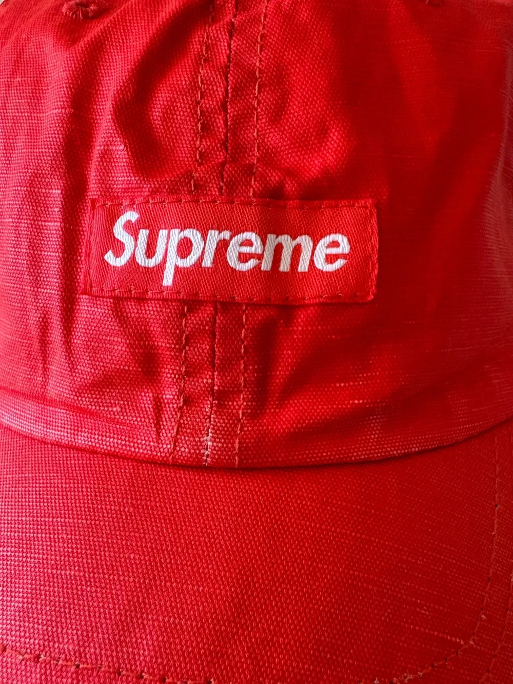 Supreme Red Box Logo Adjustable Camp Cap Made in USA